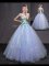 Lavender Lace Up Vestidos de Quinceanera Appliques and Belt Sleeveless Floor Length
