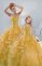 Fine Gold Sweetheart Neckline Beading and Ruffled Layers 15 Quinceanera Dress Sleeveless Lace Up