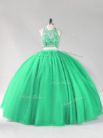 Tulle Halter Top Sleeveless Backless Beading 15th Birthday Dress in Turquoise(SKU PSSW0894-4BIZ)