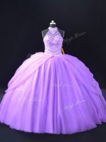 Custom Fit Beading and Pick Ups Quinceanera Dresses Lavender Sleeveless Floor Length