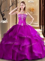 Sweetheart Sleeveless Lace Up Quinceanera Dresses Fuchsia Tulle(SKU YSQD063-3BIZ)