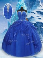 Sweetheart Sleeveless Lace Up 15 Quinceanera Dress Royal Blue Tulle
