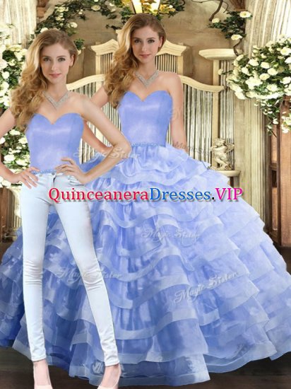 Sophisticated Lavender Sweetheart Lace Up Ruffled Layers Vestidos de Quinceanera Sleeveless - Click Image to Close