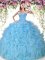 Chic Floor Length Lace Up Quinceanera Dresses Baby Blue for Military Ball and Sweet 16 and Quinceanera with Beading and Ruffles