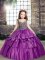 Stylish Straps Sleeveless Pageant Dress for Womens Floor Length Beading Purple Taffeta
