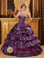 Tiffany & Co Custom Made Taffeta Dark Purple Sweetheart Appliques and Pick-ups for Brockton Massachusetts/MA Quinceanera Dress[QDZY126J7BIZ]