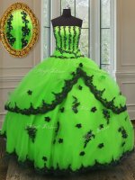 Custom Design Strapless Sleeveless Lace Up Sweet 16 Quinceanera Dress Organza