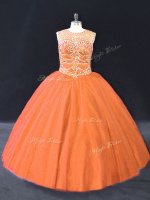 Orange Lace Up Scoop Beading Sweet 16 Quinceanera Dress Tulle Sleeveless(SKU PSSW1093-5BIZ)