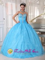 Cordova Alaska/AK Lovely Taffeta and Organza Sky Blue Sweetheart Appliques beadings Custom Made Quinceanera Dresses For Sweet 16(SKU PDZY602-GBIZ)