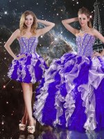 Multi-color Lace Up Sweetheart Beading and Ruffles Vestidos de Quinceanera Organza Sleeveless(SKU QDDTA104001-3BIZ)