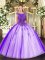 Fantastic Floor Length Zipper Quinceanera Dress Purple for Sweet 16 and Quinceanera with Beading and Appliques