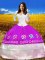 3 4 Length Sleeve Floor Length Embroidery Lace Up Quinceanera Gowns with Fuchsia