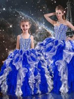 Multi-color Sleeveless Organza Lace Up Sweet 16 Quinceanera Dress for Military Ball and Sweet 16 and Quinceanera