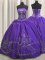 Purple Ball Gowns Taffeta Strapless Sleeveless Beading and Embroidery Floor Length Lace Up Quinceanera Gown