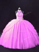 High Quality Lilac Lace Up Sweet 16 Quinceanera Dress Beading and Pick Ups Sleeveless Floor Length(SKU PSSW1114-1BIZ)