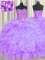 Pretty Beading and Ruffles Sweet 16 Dress Lavender Lace Up Sleeveless Floor Length