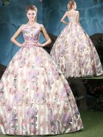 Custom Design Multi-color Tulle Lace Up Straps Sleeveless Floor Length Quince Ball Gowns Appliques and Pattern(SKU YCQD0158-8BIZ)