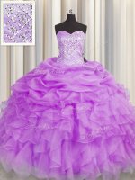 Fashion Sweetheart Sleeveless Organza 15th Birthday Dress Beading and Ruffles Lace Up(SKU PSSW0437-6BIZ)