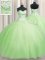 Delicate Bling-bling Big Puffy Tulle Sweetheart Sleeveless Lace Up Beading Quinceanera Gowns in Yellow Green