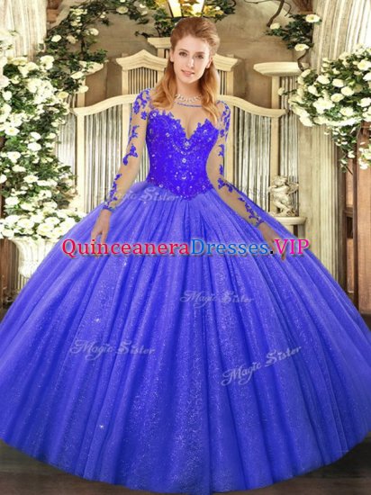 Long Sleeves Lace Lace Up Quinceanera Dresses - Click Image to Close