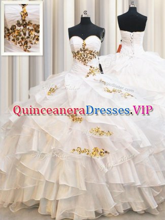 Dramatic Organza Sleeveless Floor Length 15 Quinceanera Dress and Beading and Ruffled Layers