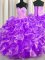 Beading and Ruffles Ball Gown Prom Dress Purple Lace Up Sleeveless Floor Length