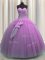 Sweetheart Sleeveless Sweet 16 Dresses Floor Length Beading and Sequins and Bowknot Lilac Tulle