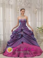 Van Buren Arkansas/AR Informal Purple and Fuchsia Appliques Decorate Bodice Sweet 16 Dress Strapless Taffeta Quinceanera Gowns(SKU QDZY313-JBIZ)