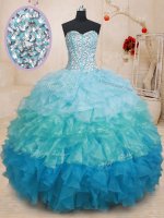 Glamorous Lace Up 15 Quinceanera Dress Multi-color for Military Ball and Sweet 16 and Quinceanera with Beading and Ruffles(SKU PSSW0169BIZ)