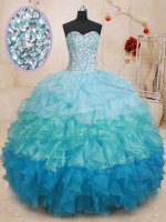 Glamorous Lace Up 15 Quinceanera Dress Multi-color for Military Ball and Sweet 16 and Quinceanera with Beading and Ruffles