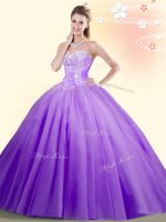 Tulle Sleeveless Floor Length Vestidos de Quinceanera and Beading