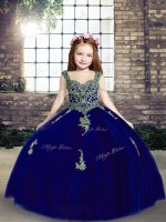 Inexpensive Royal Blue Ball Gowns Appliques Evening Gowns Lace Up Tulle Sleeveless Floor Length(SKU PAG1252-2BIZ)