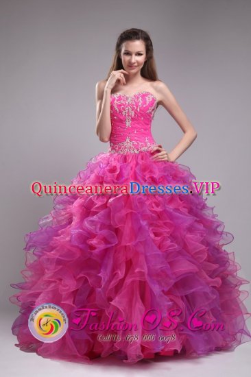 Millville Pennsylvania/PA Fuchsia Quinceanera Dress New Arrival With Sweetheart Appliques Decorate - Click Image to Close