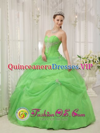 Littleborough Greater Manchester Sweet Fifteen Dress For Quinceanera With Spring Green Sweetheart neckline Floor-length