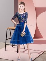 Half Sleeves Embroidery Lace Up Dama Dress