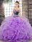 Lavender Sweet 16 Dresses Tulle Sweep Train Sleeveless Embroidery and Ruffles