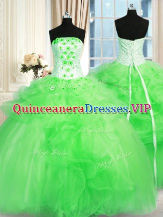 On Sale Lace Up Vestidos de Quinceanera Pick Ups and Hand Made Flower Sleeveless Floor Length