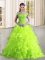 Off The Shoulder Sleeveless Organza Sweet 16 Quinceanera Dress Beading and Lace and Ruffles Sweep Train Lace Up