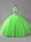 Eye-catching Ball Gowns Scoop Sleeveless Tulle Floor Length Lace Up Beading Sweet 16 Dress