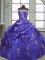 Modest Purple Quinceanera Gown Military Ball and Sweet 16 and Quinceanera with Appliques and Pick Ups Strapless Sleeveless Zipper