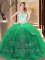 Customized Green Strapless Lace Up Embroidery Military Ball Gown Sleeveless