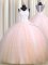 Fabulous See Through Back Zipple Up Baby Pink and Peach Tulle Zipper V-neck Sleeveless 15th Birthday Dress Brush Train Beading and Appliques