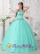 De Kalb Illinois/IL Elegant Quinceanera Dress For Quinceanera With Turquoise Sweetheart Neckline And EXquisite Appliques
