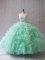 Custom Designed Apple Green Sleeveless Organza Zipper 15 Quinceanera Dress for Sweet 16 and Quinceanera