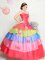 Deluxe Multi-color Organza Lace Up Sweet 16 Dress Sleeveless Floor Length Appliques and Ruffled Layers