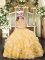 Organza Sleeveless Floor Length Little Girl Pageant Gowns and Beading and Ruffled Layers