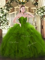 Green Zipper Damas Dress Ruffles Sleeveless Floor Length