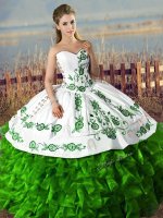 Beautiful Ball Gowns Vestidos de Quinceanera Green Sweetheart Organza Sleeveless Floor Length Lace Up