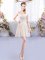 Lace Quinceanera Dama Dress Champagne Lace Up Cap Sleeves Mini Length