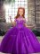High-neck Sleeveless Tulle Winning Pageant Gowns Beading Lace Up